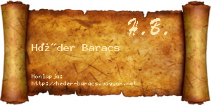 Héder Baracs névjegykártya